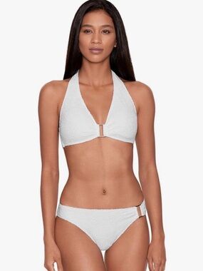 Lauren Ralph Lauren White Textured Halter Bikini Set